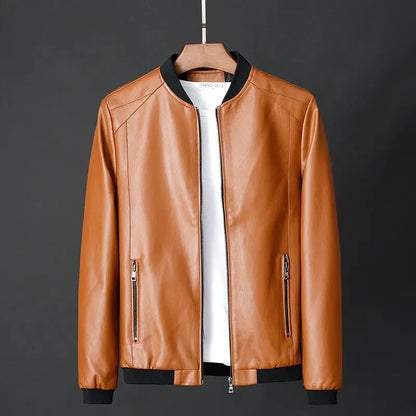 "Oro di Mare" – Slim Fit Leather Baseball Jacket By Enzo Bellari®