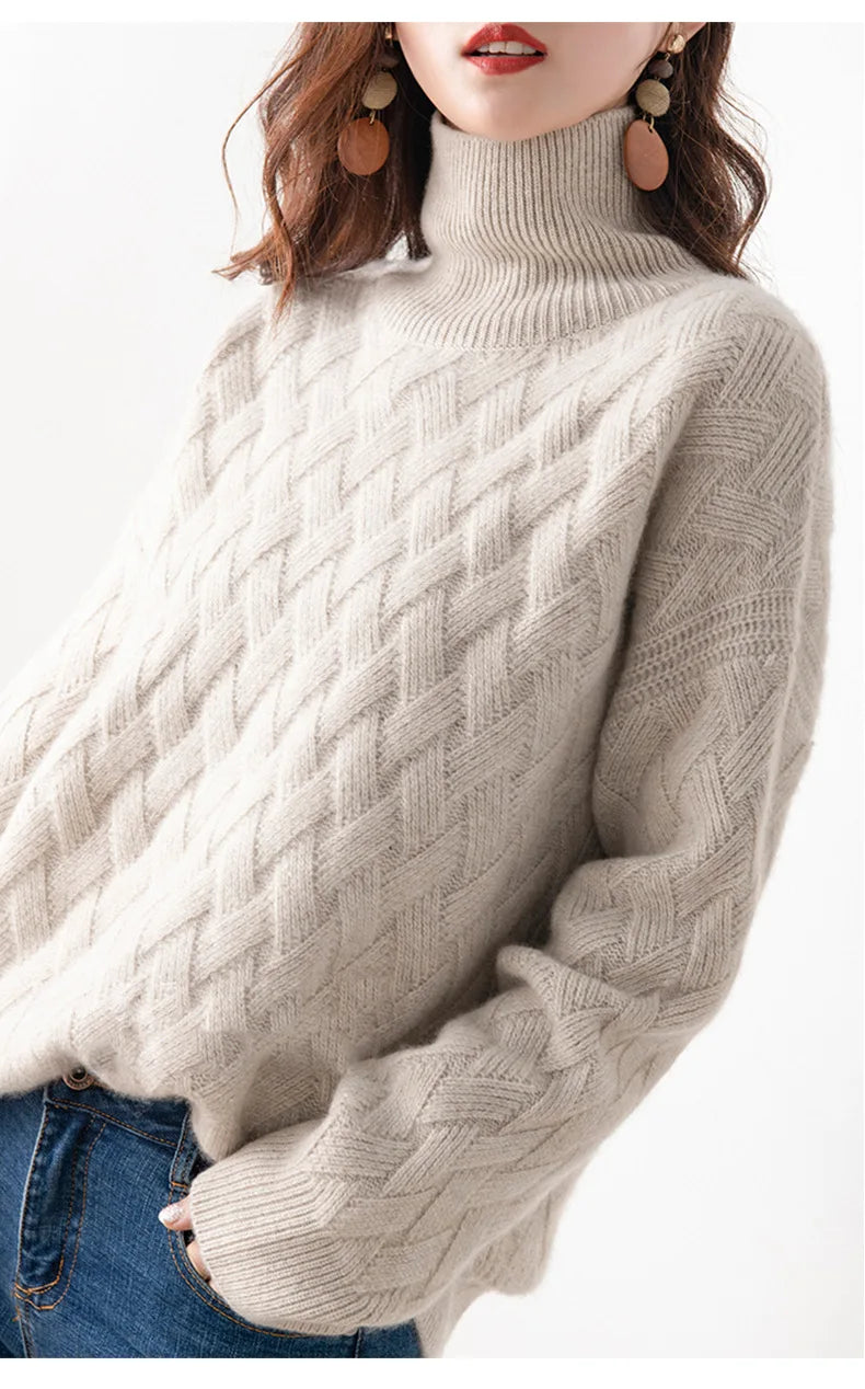 "Fior di Vento" – Oversized Turtleneck Knit Sweater By Enzo Bellari®