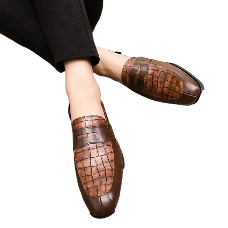 "Luna Dorata" – Crocodile Pattern Leather Loafers By Enzo Bellari®