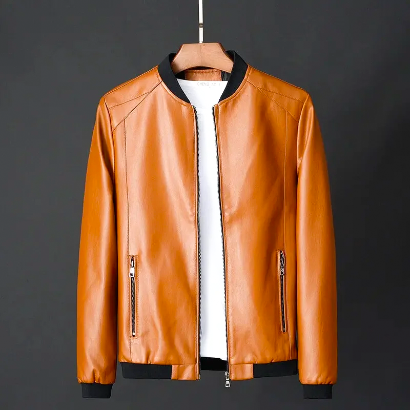 "Oro di Mare" – Slim Fit Leather Baseball Jacket By Enzo Bellari®